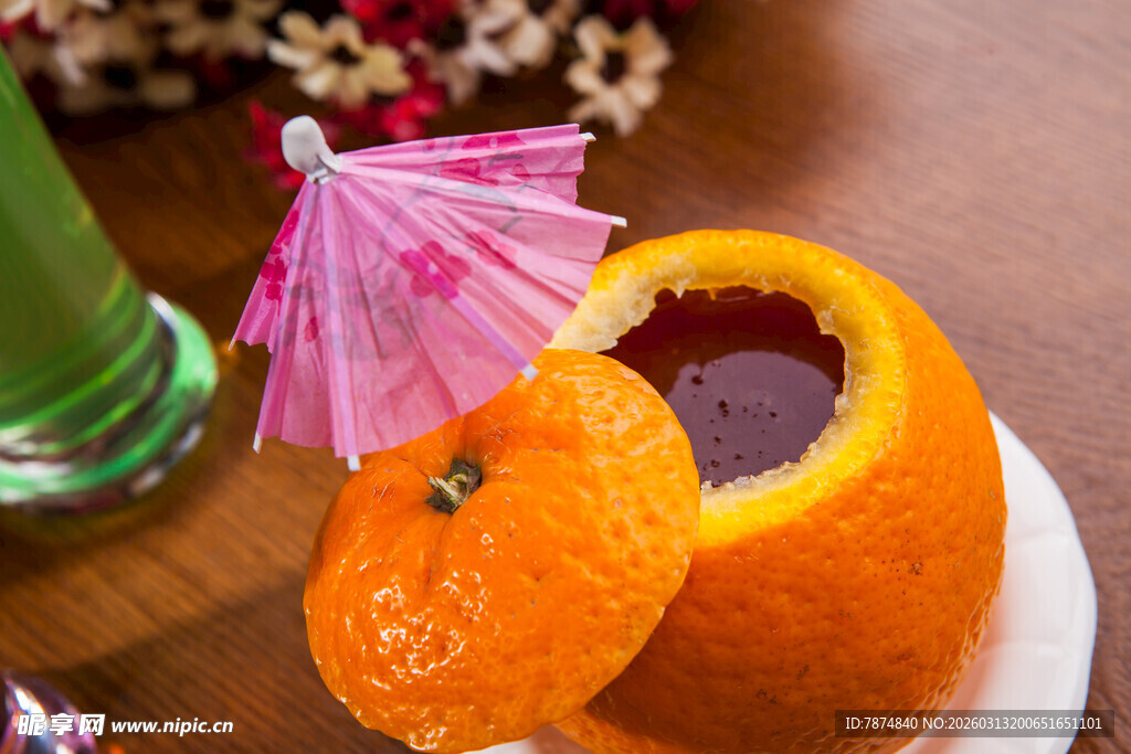 创意橙子杯水果鸡尾酒