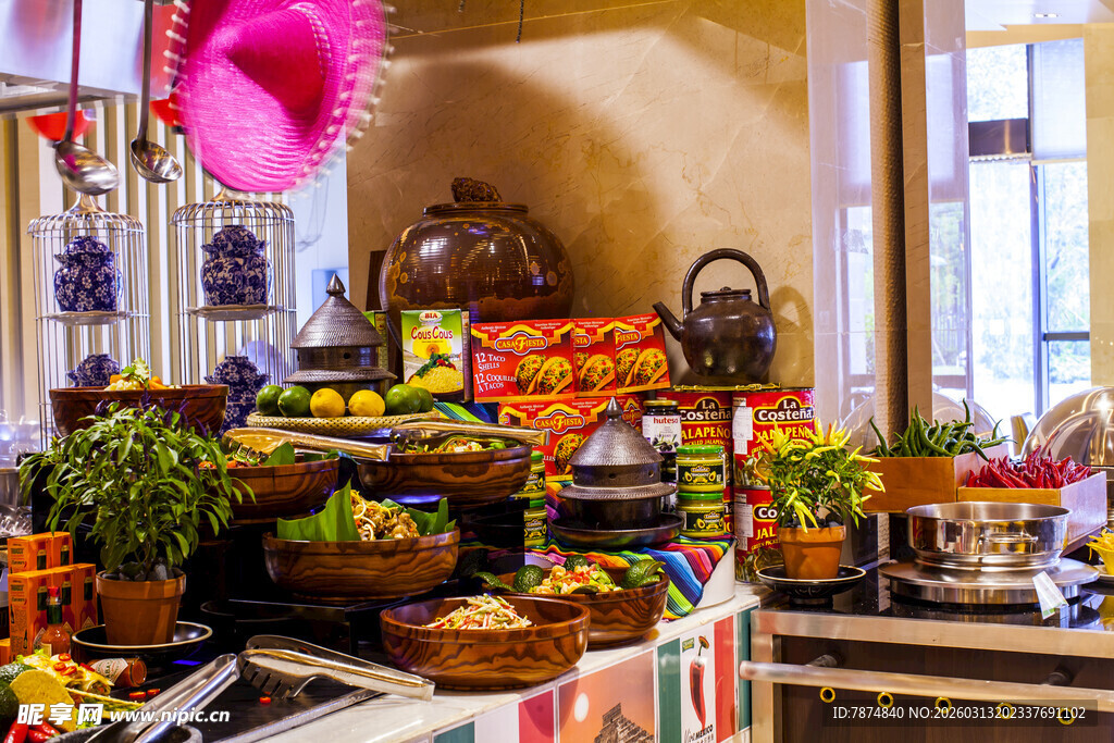 丰盛自助餐美食展示