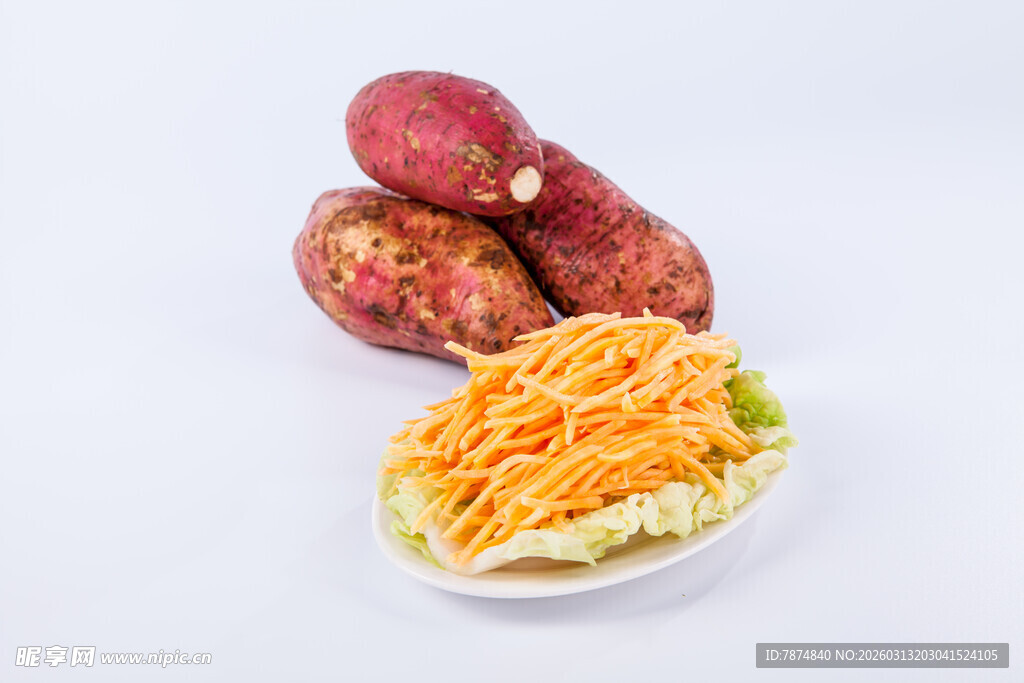 红薯及红薯丝摆盘展示