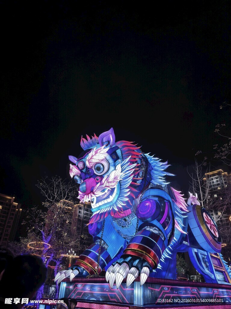 炫彩灯光老虎造型艺术装置