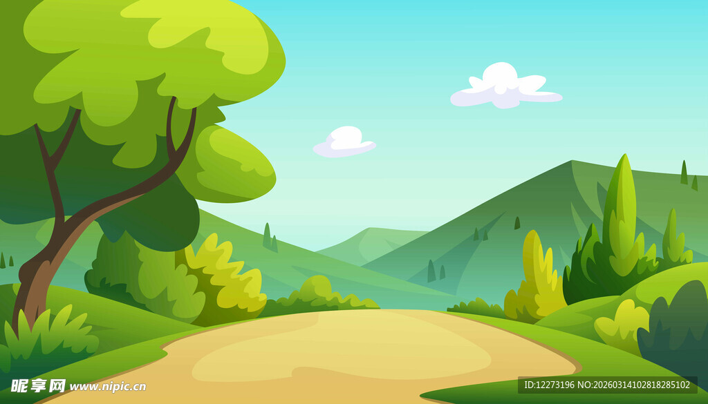 山间绿意小道风景