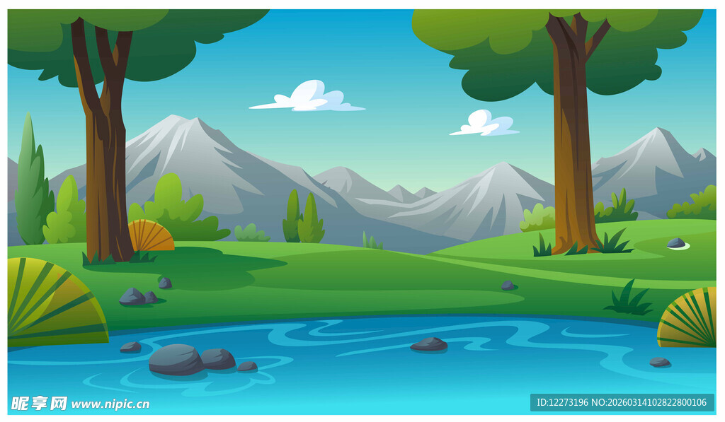 宁静溪边森林自然风景