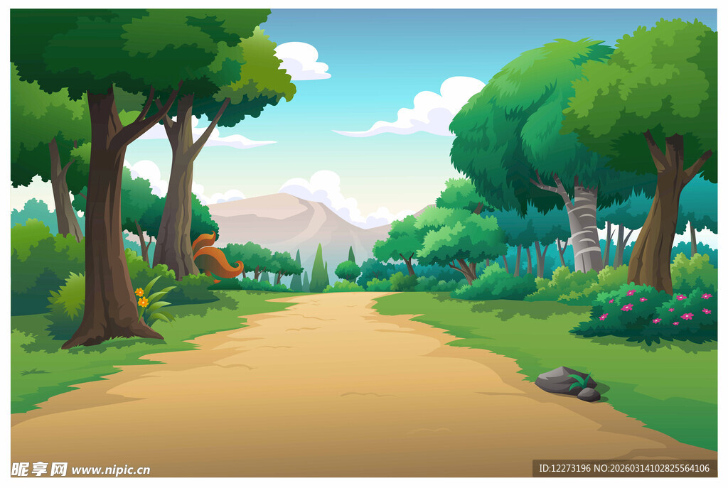 林间小径的清新自然风景