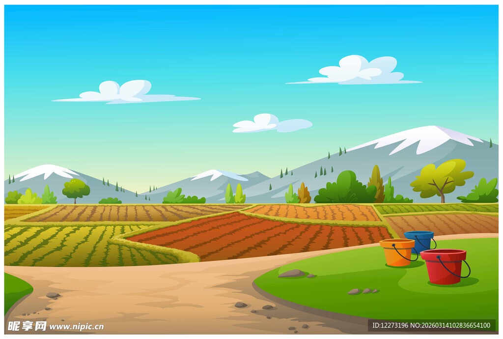 田园风光的农耕场景画面