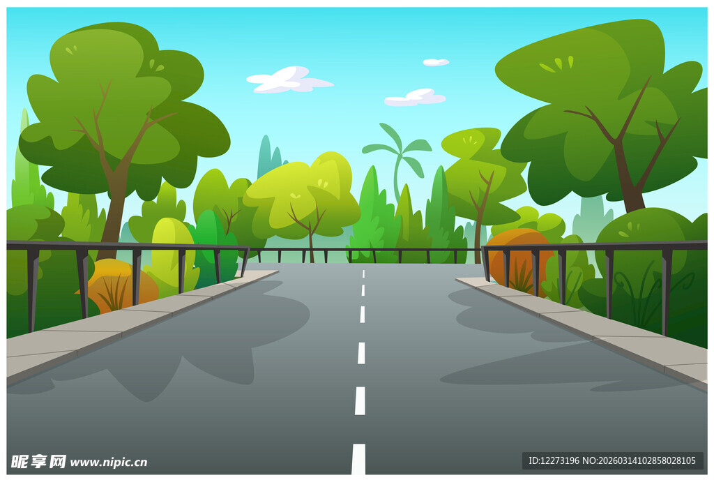 郊外空旷道路风景图