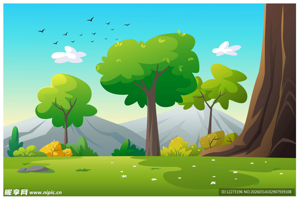 夏日森林风景插画