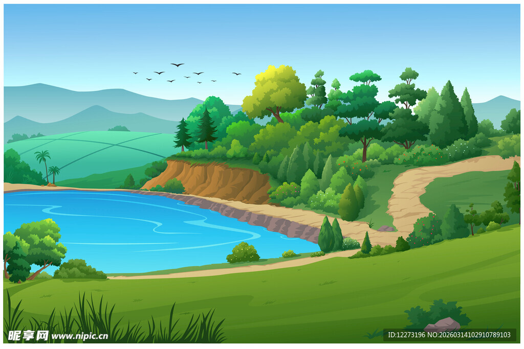 美丽自然风光湖畔风景