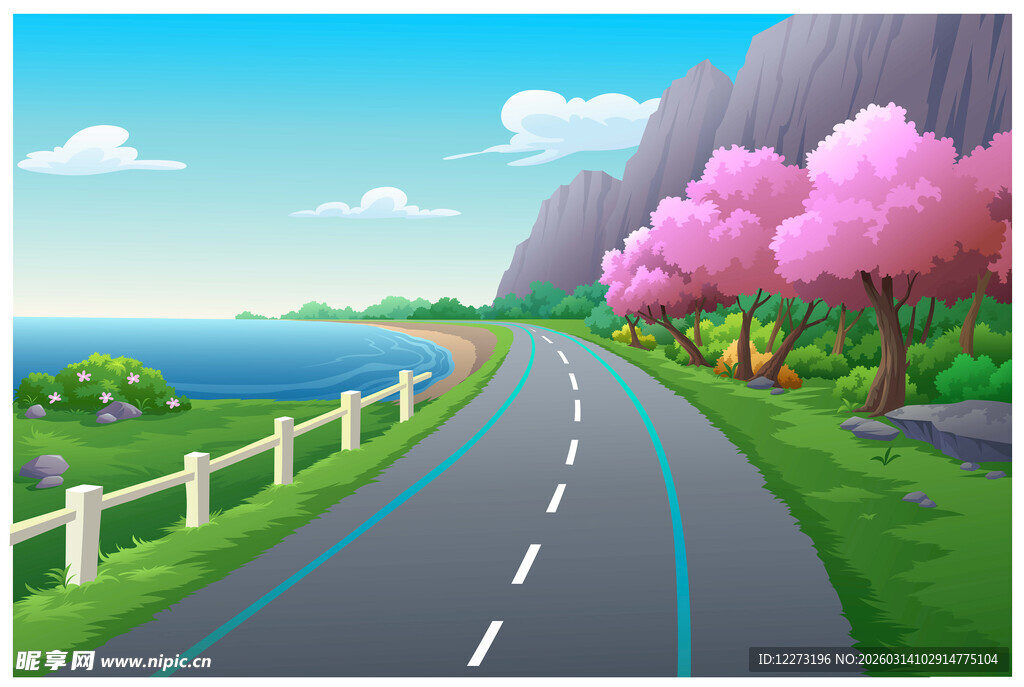 春日乡间公路美景