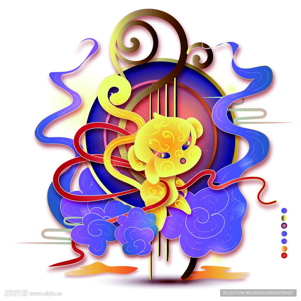 灵动小猴的奇幻国风插画