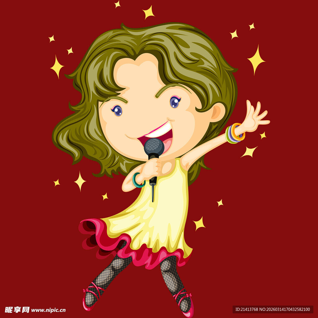 舞台上歌唱的可爱女孩