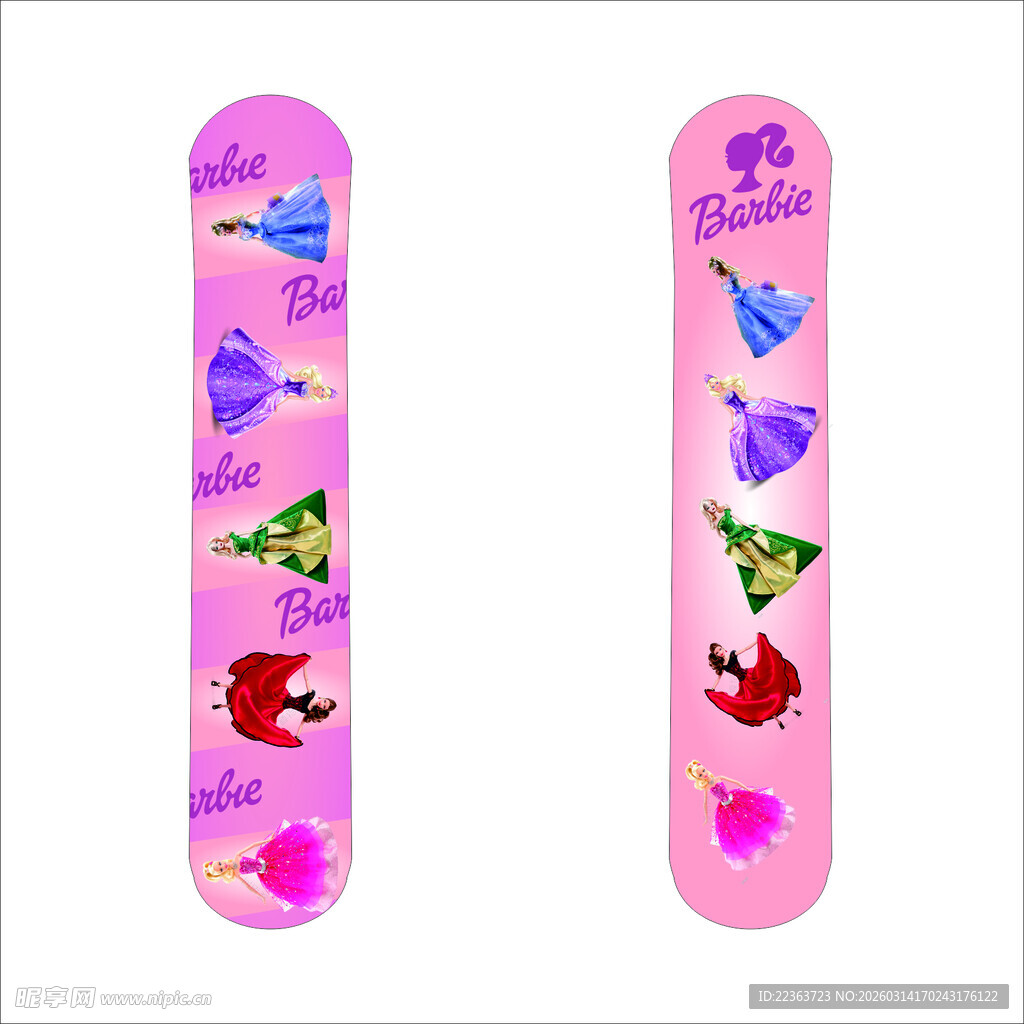 粉色卡通图案滑雪板设计