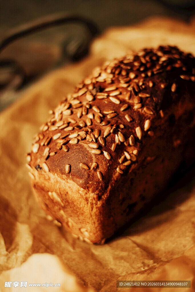 美味芝麻面包特写