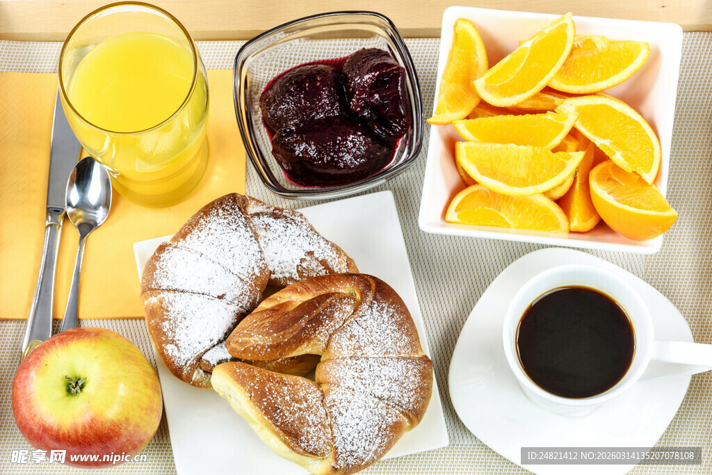 丰盛美味的西式早餐组合