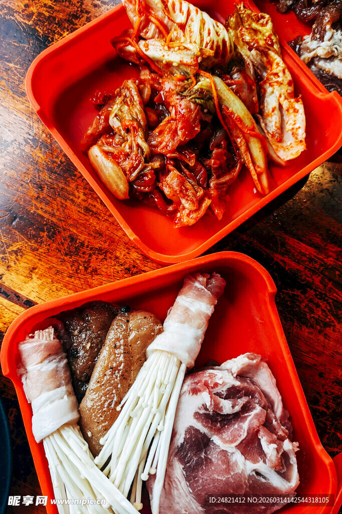 美味韩式烧烤食材组合