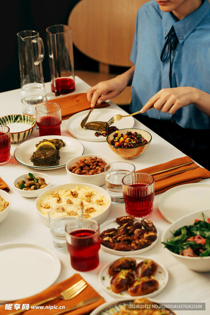 丰盛中式餐桌美食盛宴