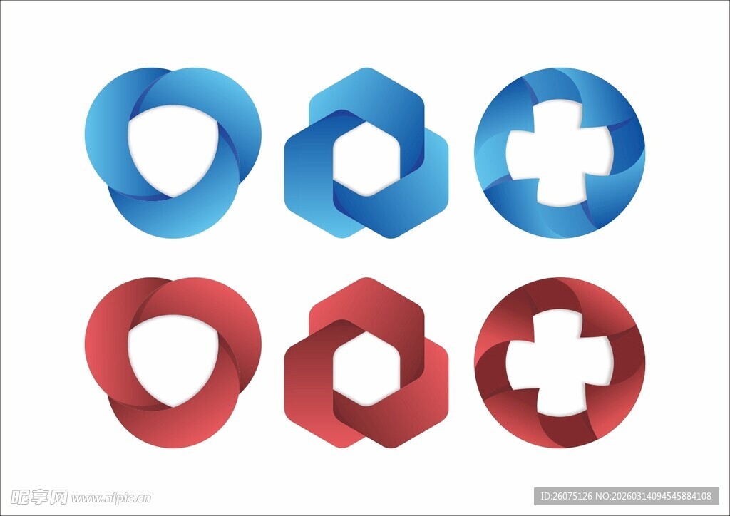 多彩几何形状图标集合