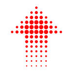 红色圆点构成的渐变箭头