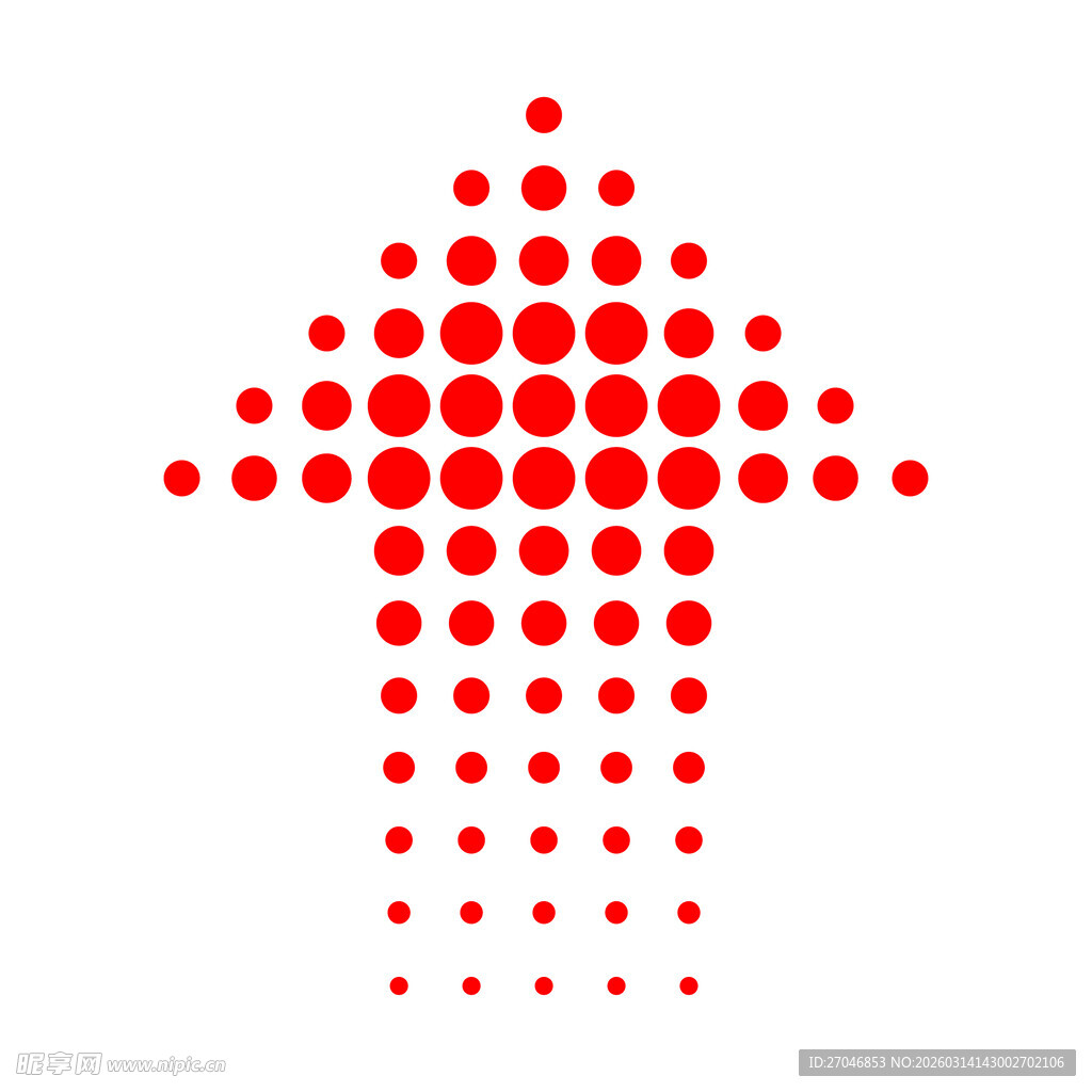 红色圆点构成的渐变箭头