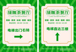 绿咖茶餐厅方向指示牌