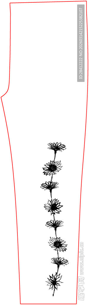 简约裤装侧边图案设计