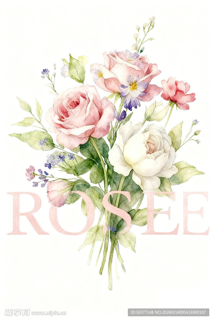 手绘精美花卉花束