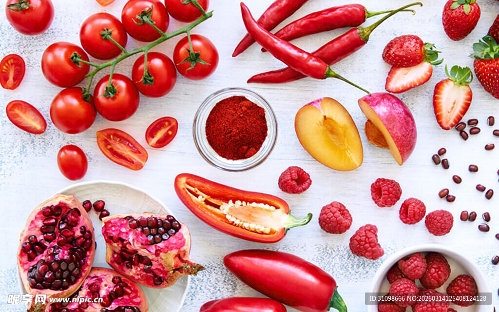 多彩新鲜蔬果与酱料组合