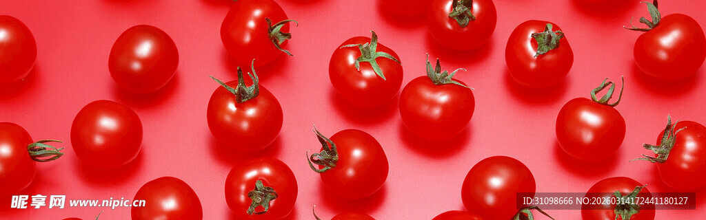 红底排列整齐的新鲜小番茄