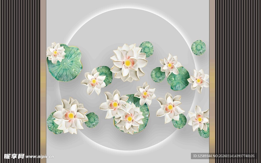 中式花朵立体装饰画