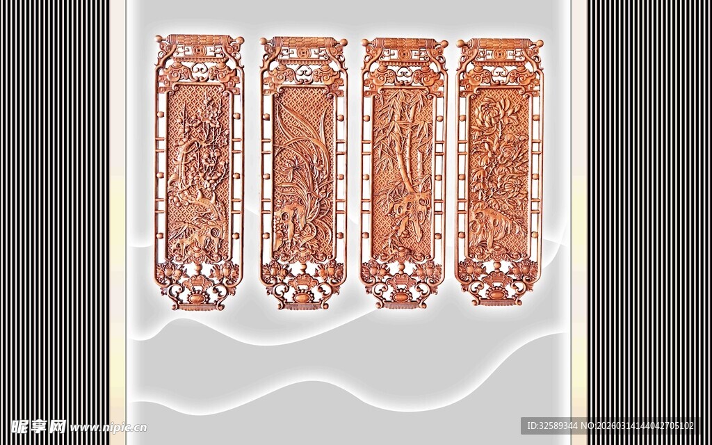 中式古典花纹长条装饰图案