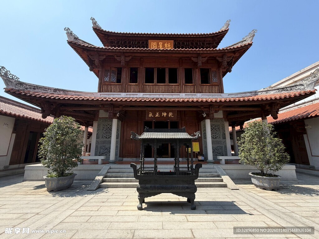 中式古建庙宇庭院景观