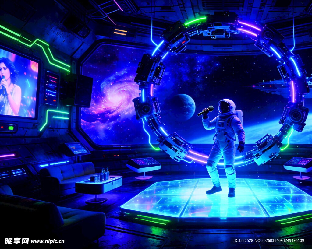 未来感舞台上的科技表演者