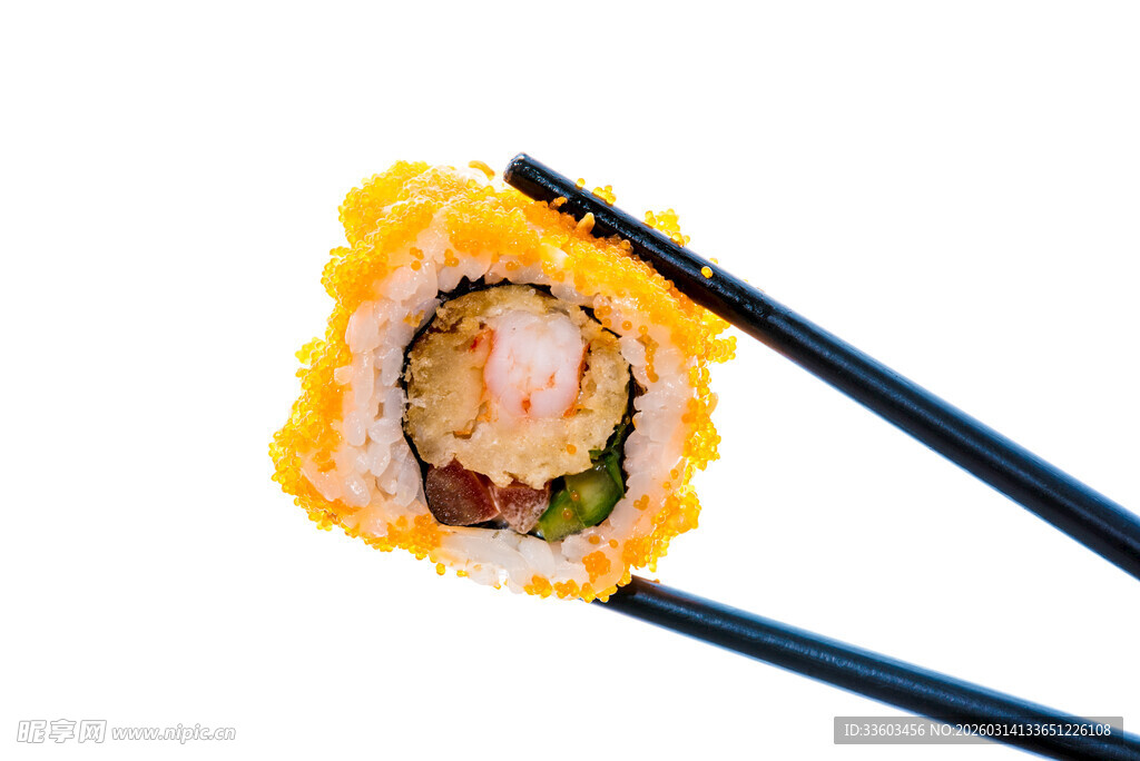 鲜虾寿司配筷特写