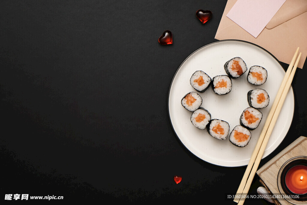 精致寿司摆盘特写