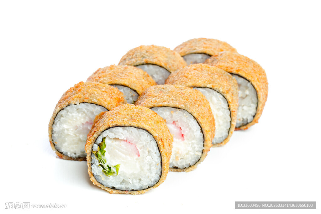 美味寿司卷整齐排列
