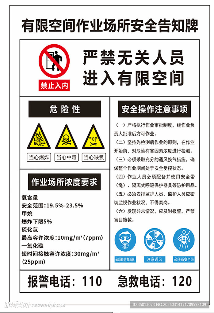 有限空间作业安全警示标识