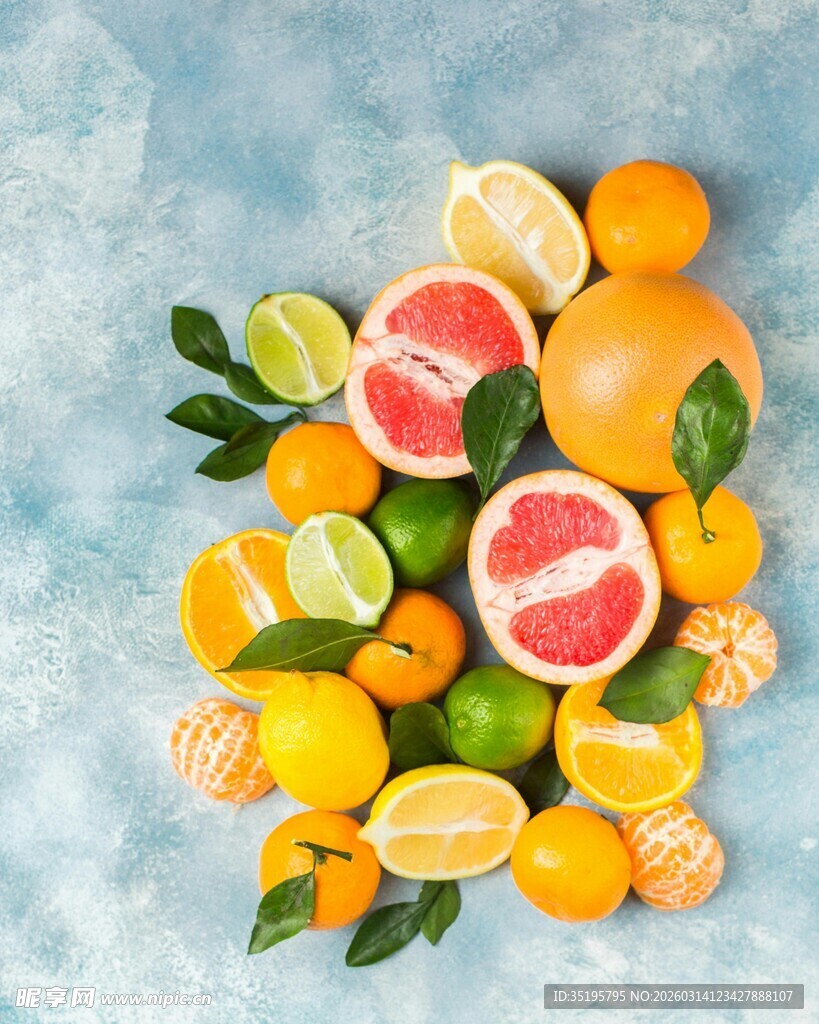 多彩柑橘类水果清新组合