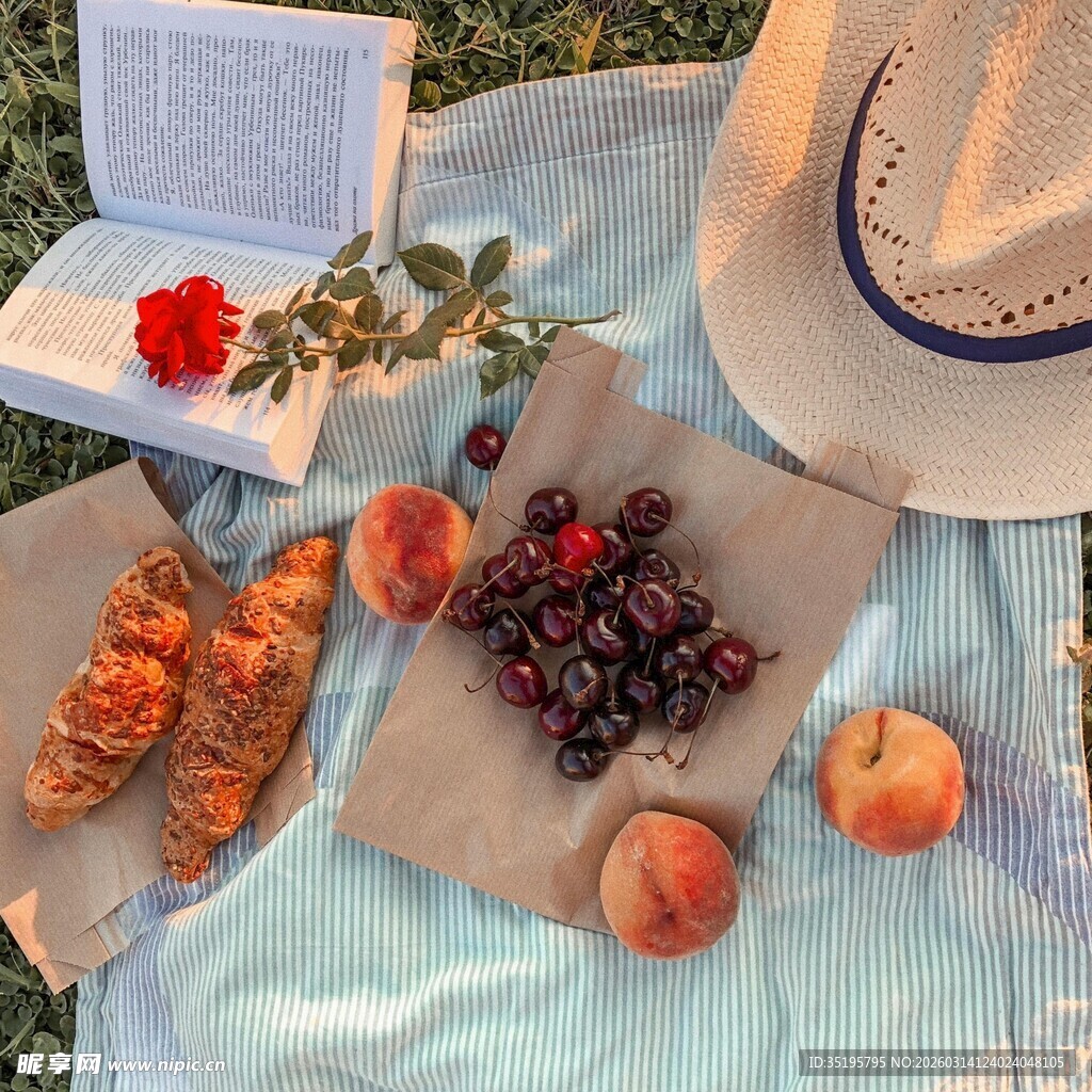 户外野餐美食与惬意时光