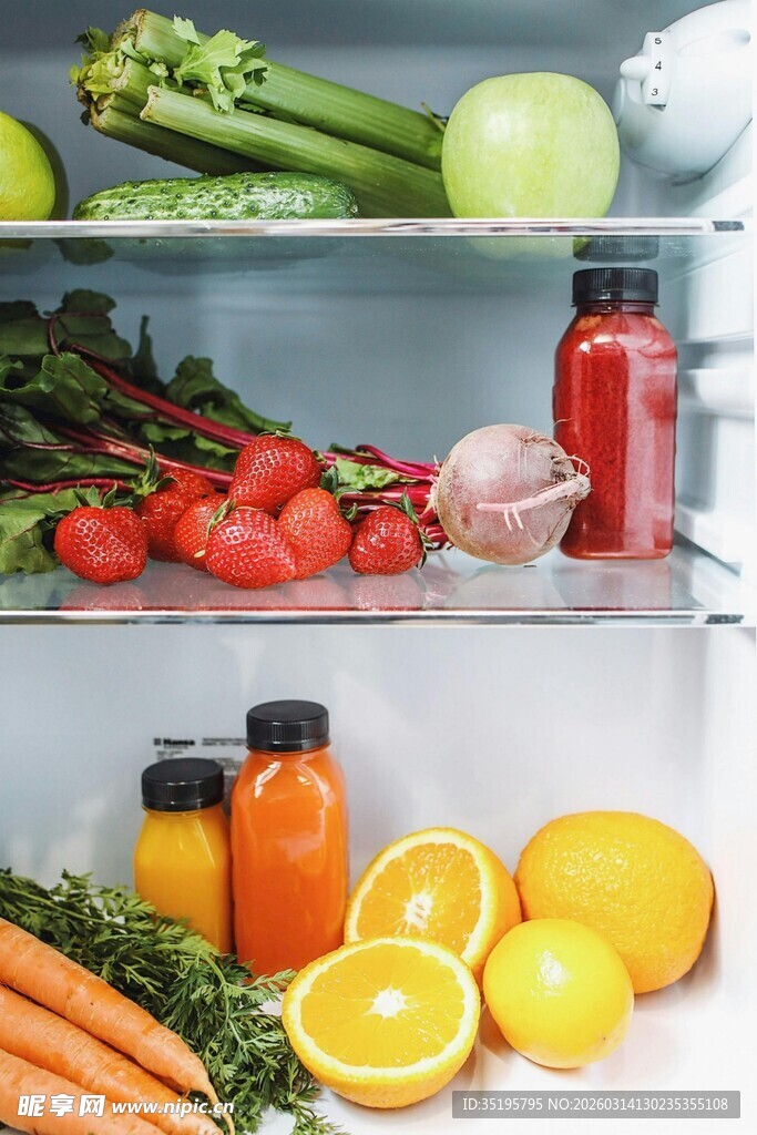 冰箱内外的多彩新鲜蔬果