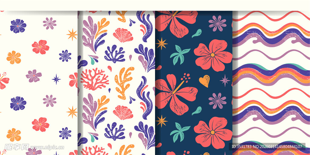 花卉与条纹图案