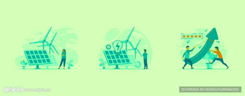 绿色环保健身场景插画