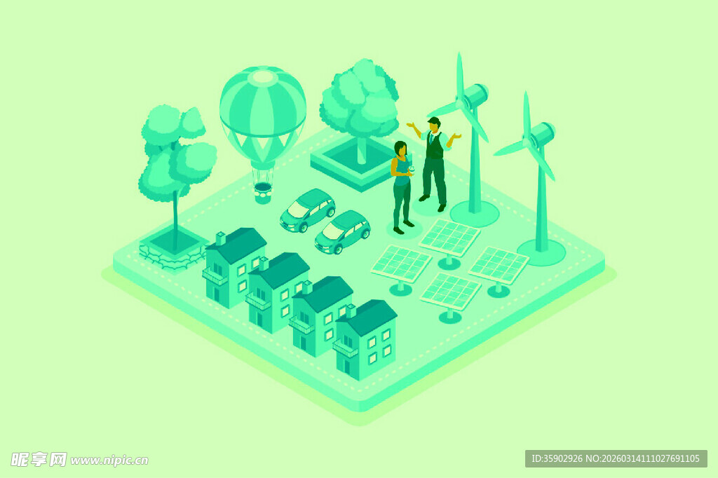 绿色能源场景插画