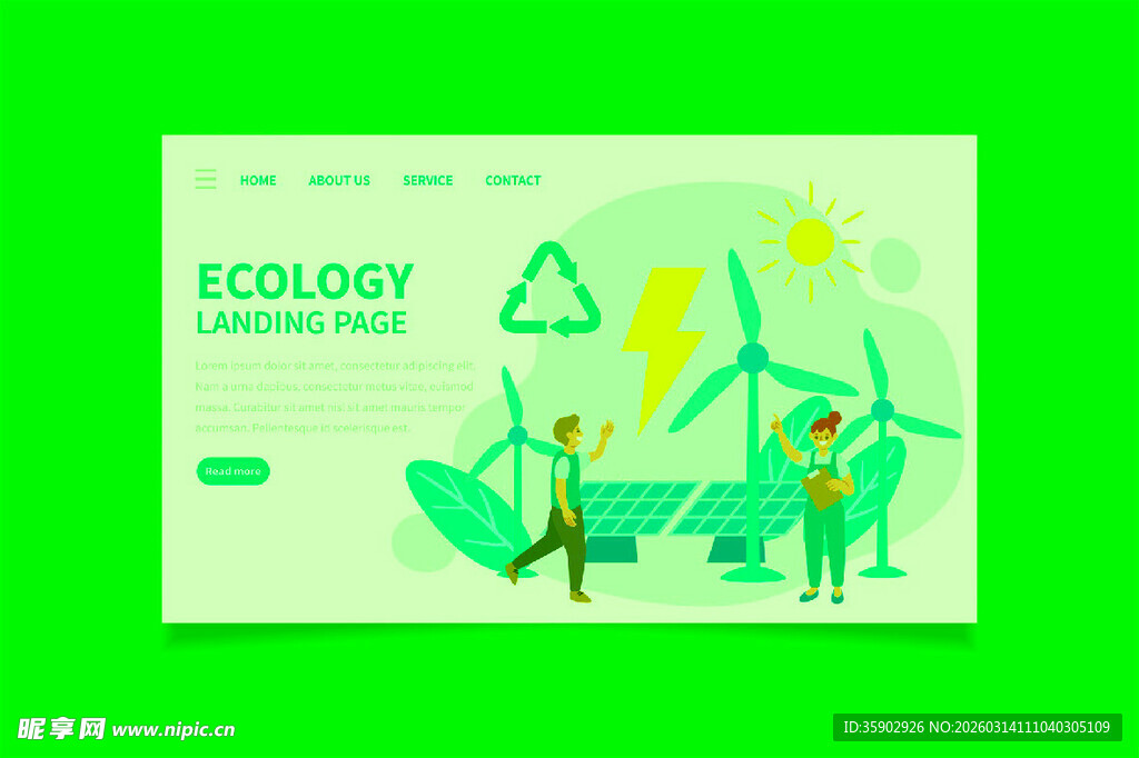 绿色生态能源场景插画