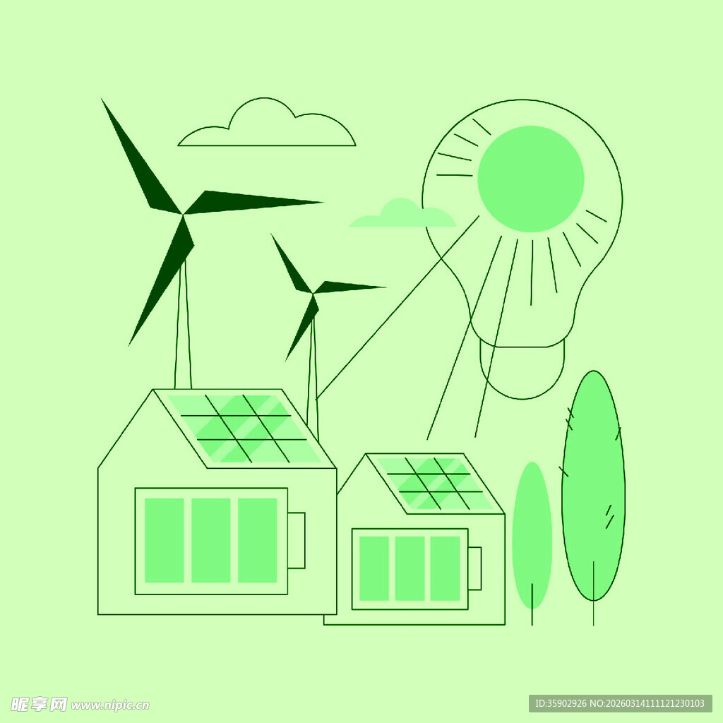 绿色能源住宅与自然风光