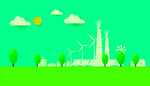绿色风力发电景观