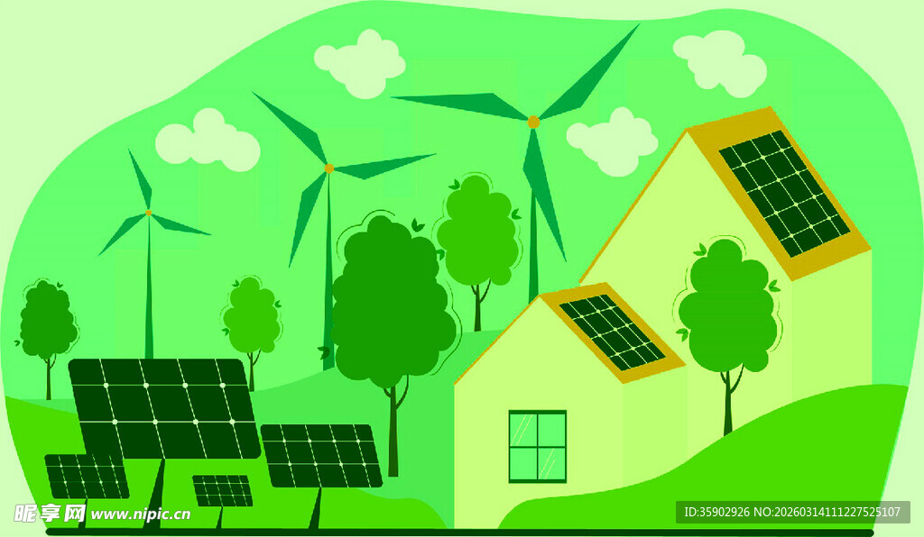 绿色家园的可再生能源景观