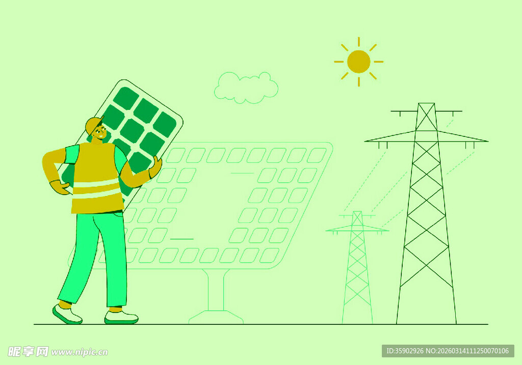 工人搬运太阳能板画面