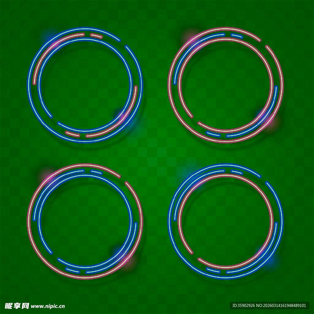 多彩发光圆环图案展示