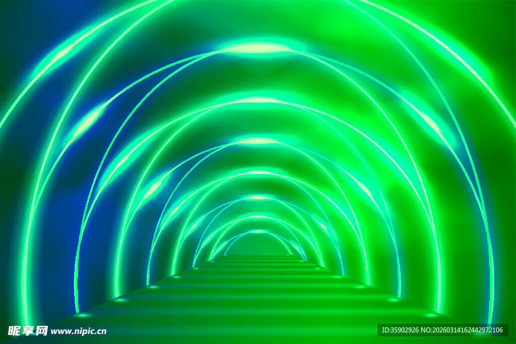 炫彩霓虹灯光隧道