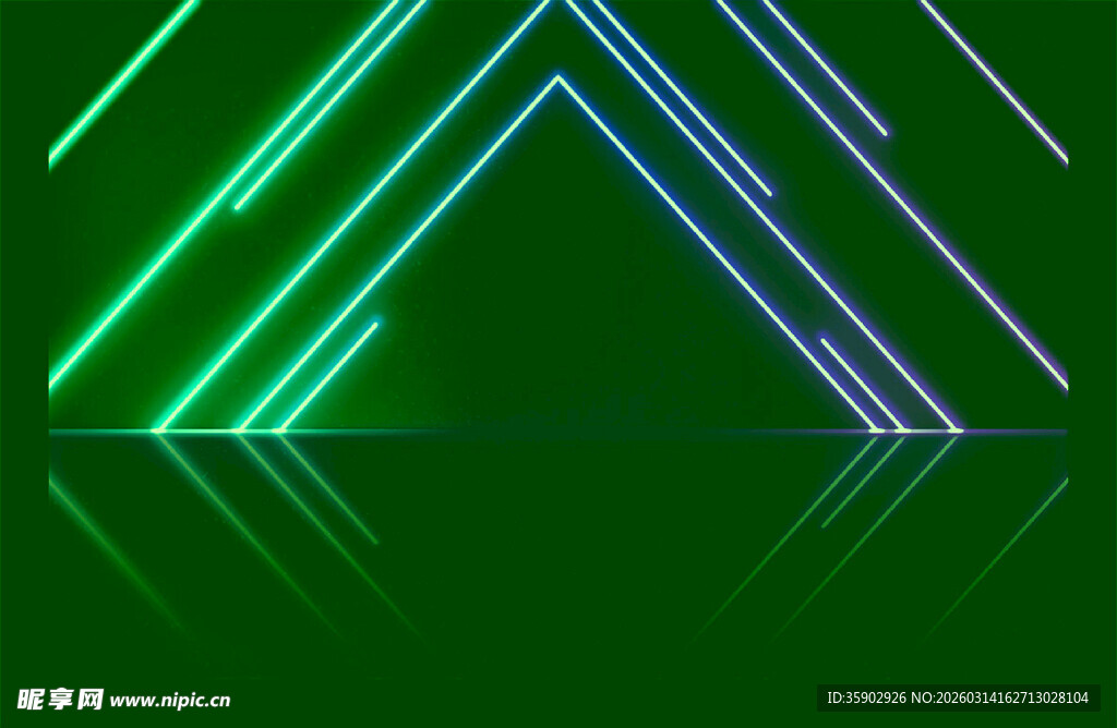 绿色炫光三角几何背景