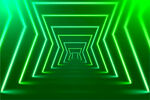 绿色霓虹隧道科幻场景